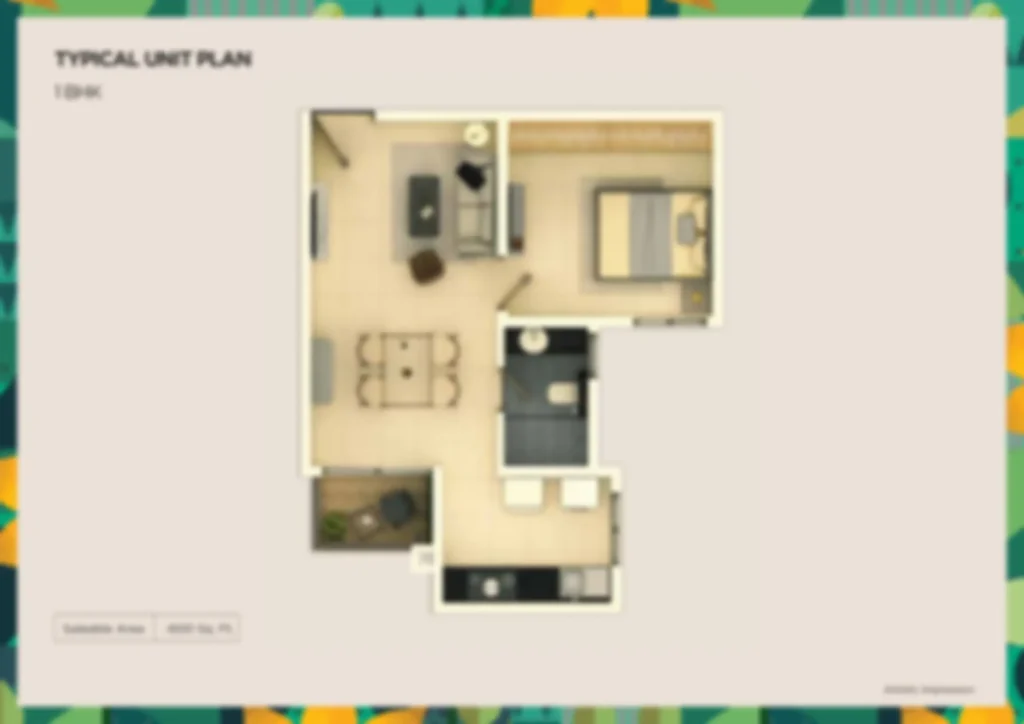 Purva Brookshire 2 bhk Apartment Floor Plan by Puravankara Group located at prime location of Bangalore Karnataka