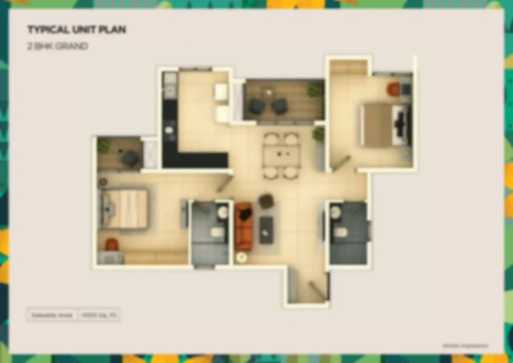 Purva Brookshire 3 BHK Apartment Floor Plan by Puravankara Group located at prime location of Bangalore Karnataka